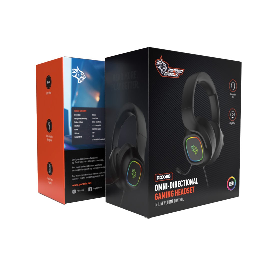 Porodo Gaming RGB Headphone with Detachable Microphone 4 Porodo Gaming RGB Headphone with Detachable Microphone - Image 4