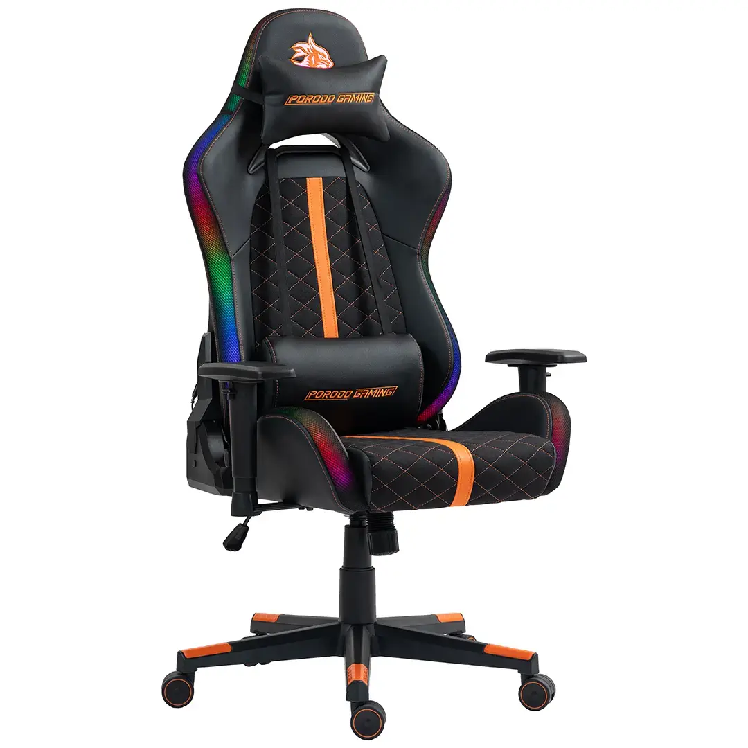 Porodo Gaming Ergonomic RGB Gaming Chair - Black/Orange 2 Porodo Gaming Ergonomic RGB Gaming Chair - Black/Orange - Image 2