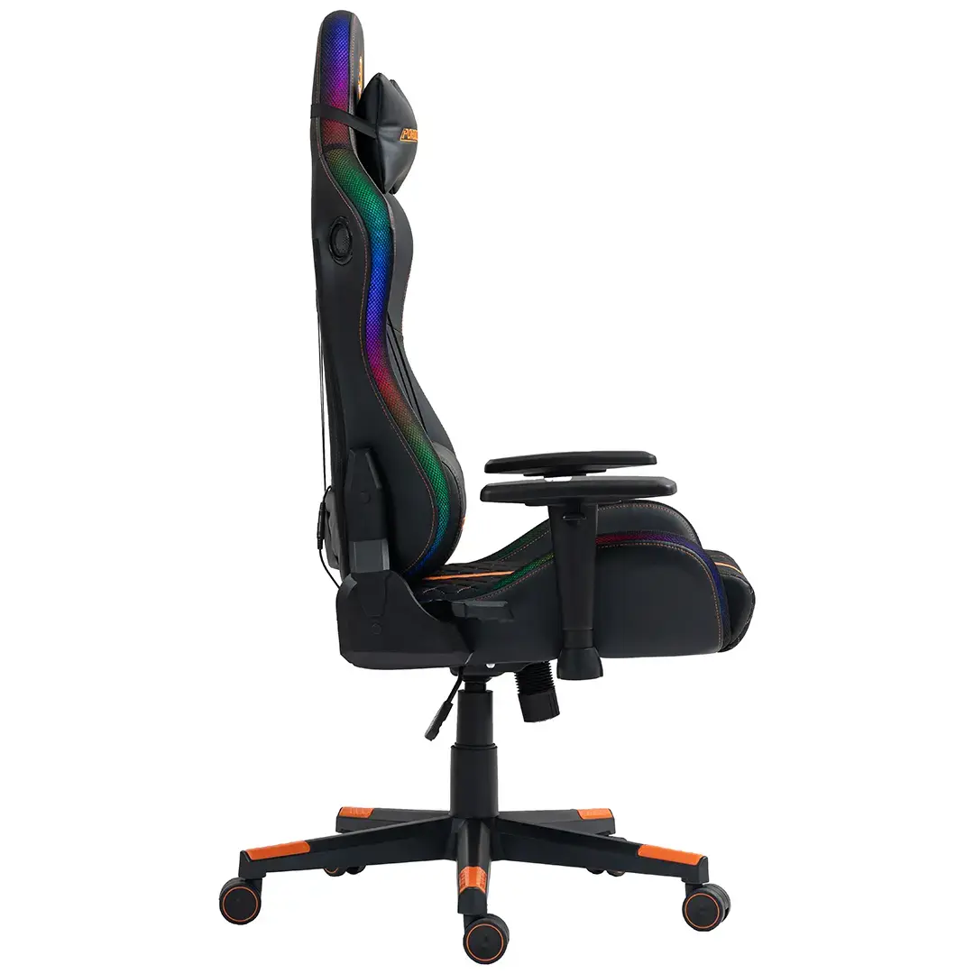 Porodo Gaming Ergonomic RGB Gaming Chair - Black/Orange 3 Porodo Gaming Ergonomic RGB Gaming Chair - Black/Orange - Image 3