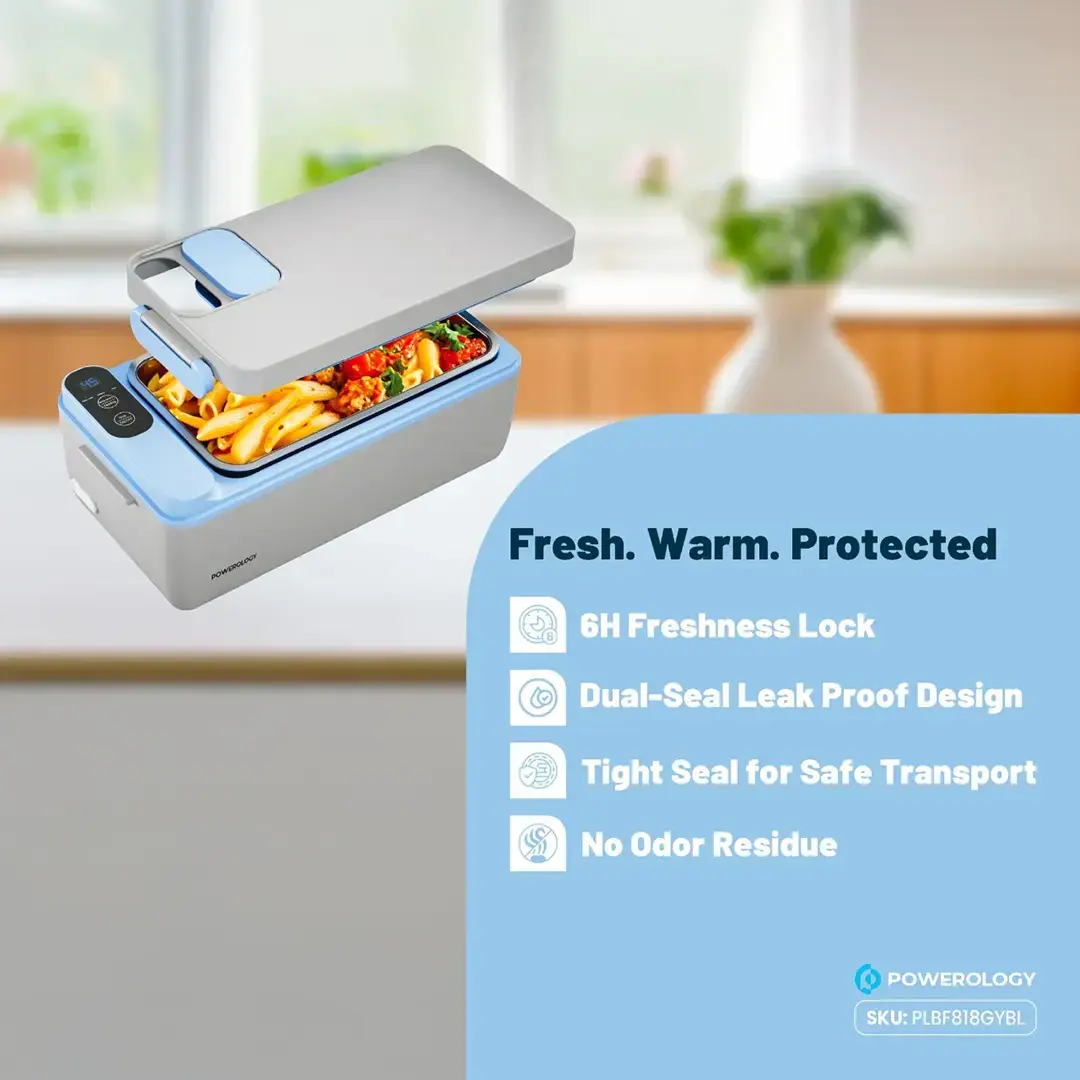 Powerology Lumo Portable Heated Lunch Box - Gray Blue 7 Powerology Lumo Portable Heated Lunch Box - Gray Blue - Image 7