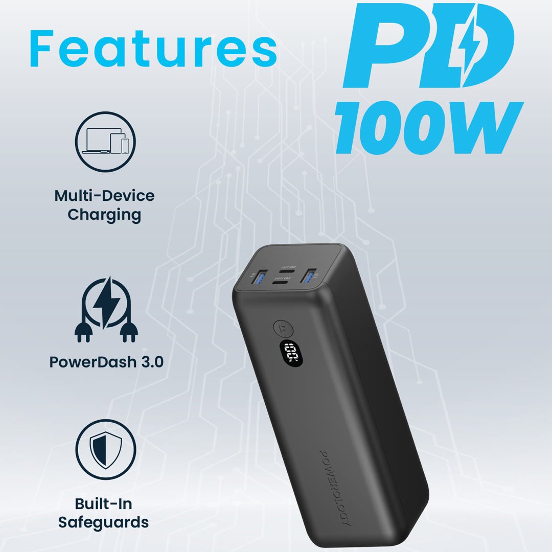 Powerology Onyx 30000mAh Dual USB-C Power Bank 5 Powerology Onyx 30000mAh Dual USB-C Power Bank - Image 5