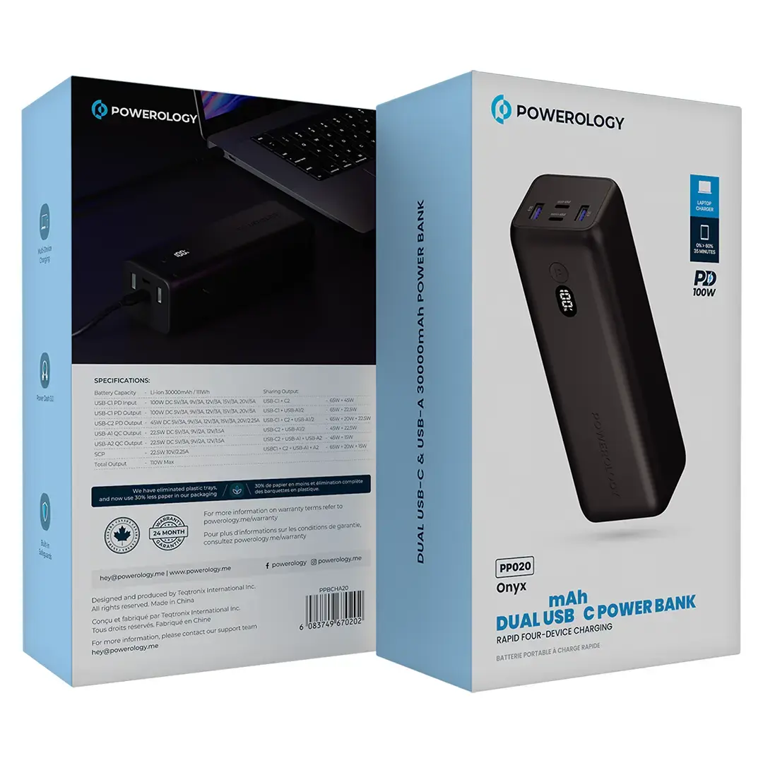 Powerology Onyx 30000mAh Dual USB-C Power Bank 6 Powerology Onyx 30000mAh Dual USB-C Power Bank - Image 6
