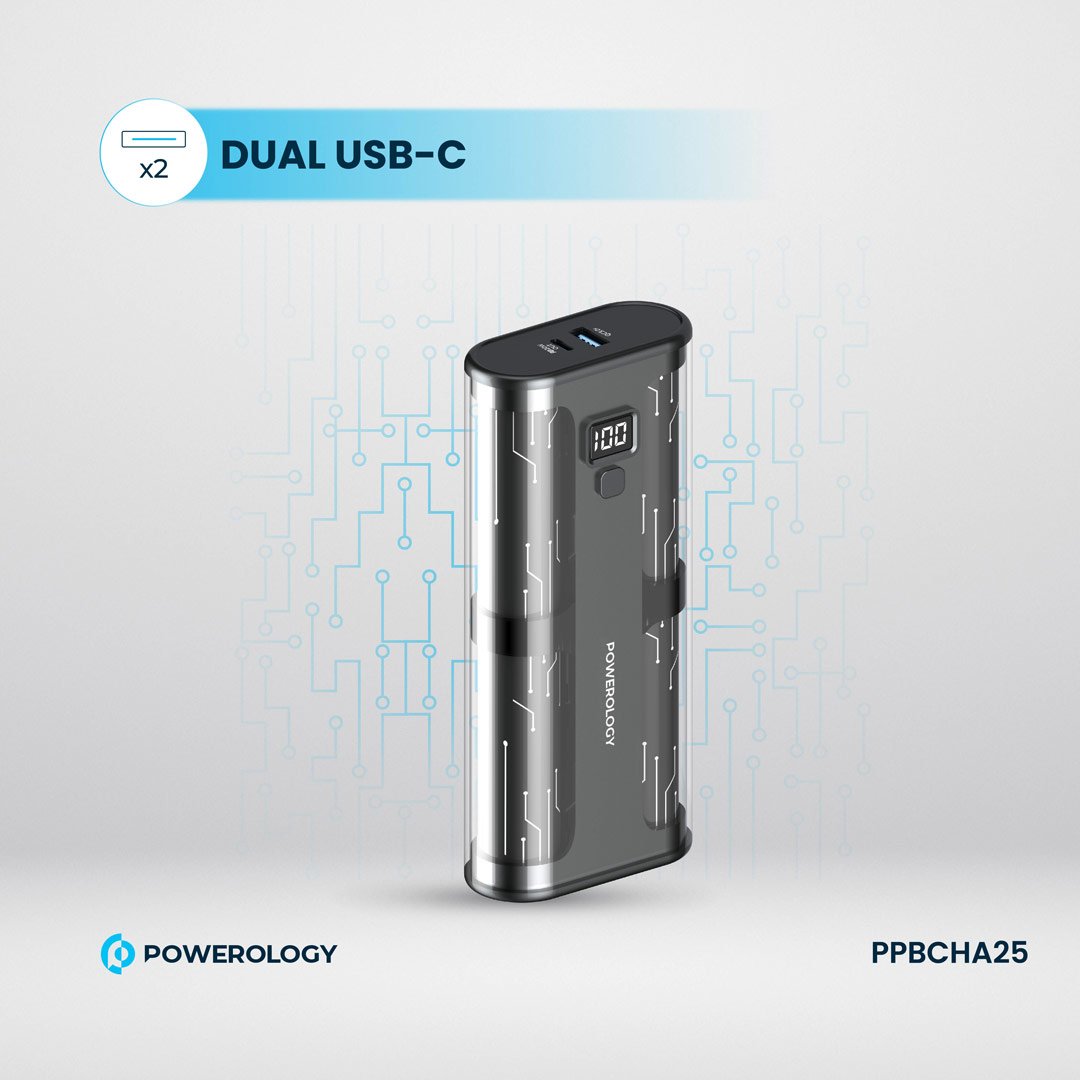Powerology Crystalline Series Power bank 20000mAh PD 65W - Transparent/Grey 6 Powerology Crystalline Series Power bank 20000mAh PD 65W - Transparent/Grey - Image 6