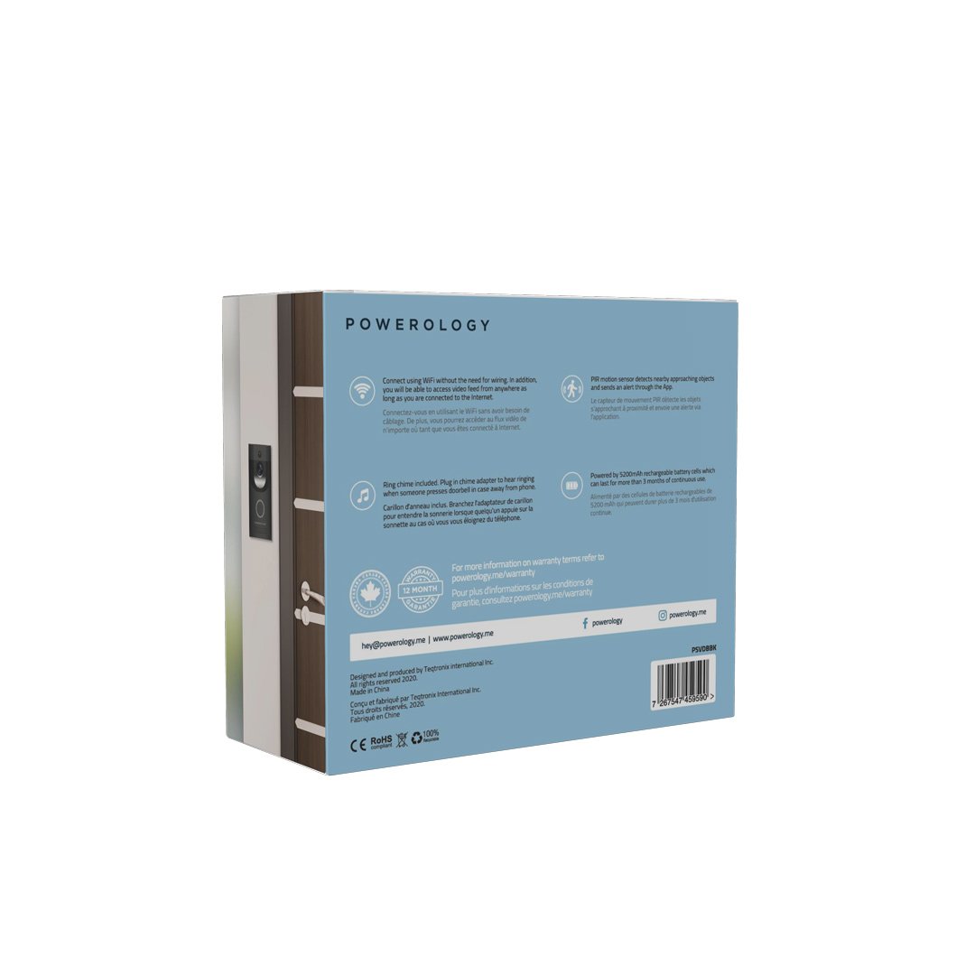 Powerology Smart Video Doorbell with Night Vision and Motion Sensor 4 Powerology Smart Video Doorbell with Night Vision and Motion Sensor - Image 4