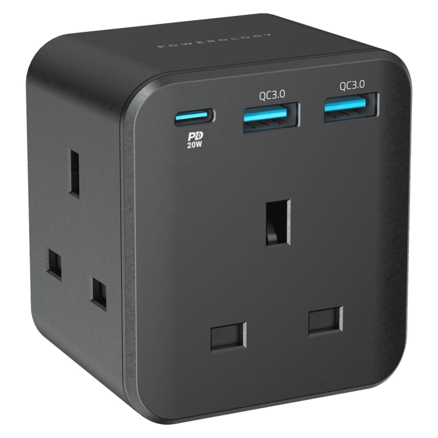 Powerology 3-Outlet Wall Socket with Fast Charging USB 2 Powerology 3-Outlet Wall Socket with Fast Charging USB - Image 2