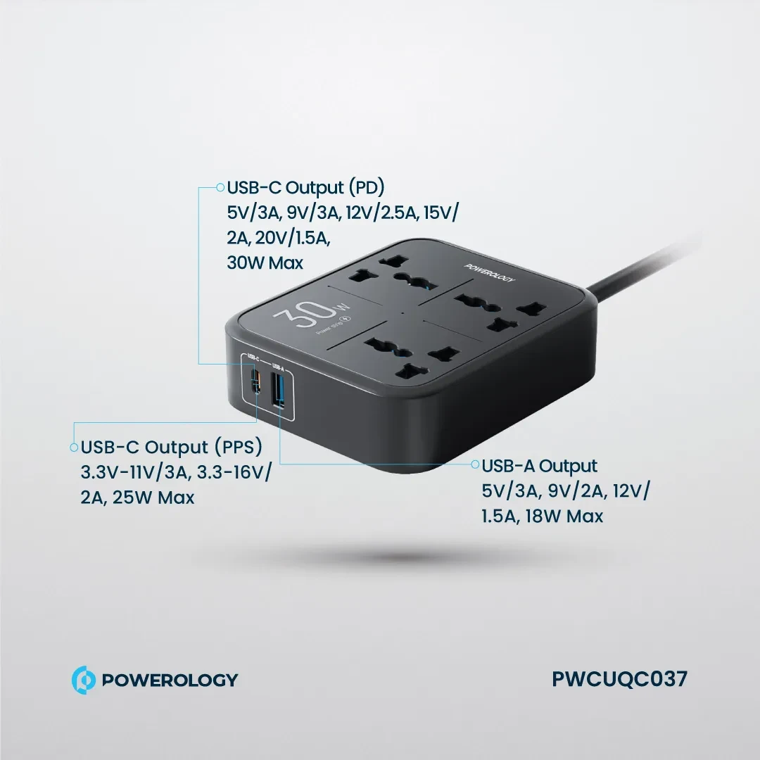 Powerology Power Strip 3250W 3AC 7 Powerology Power Strip 3250W 3AC - Image 7