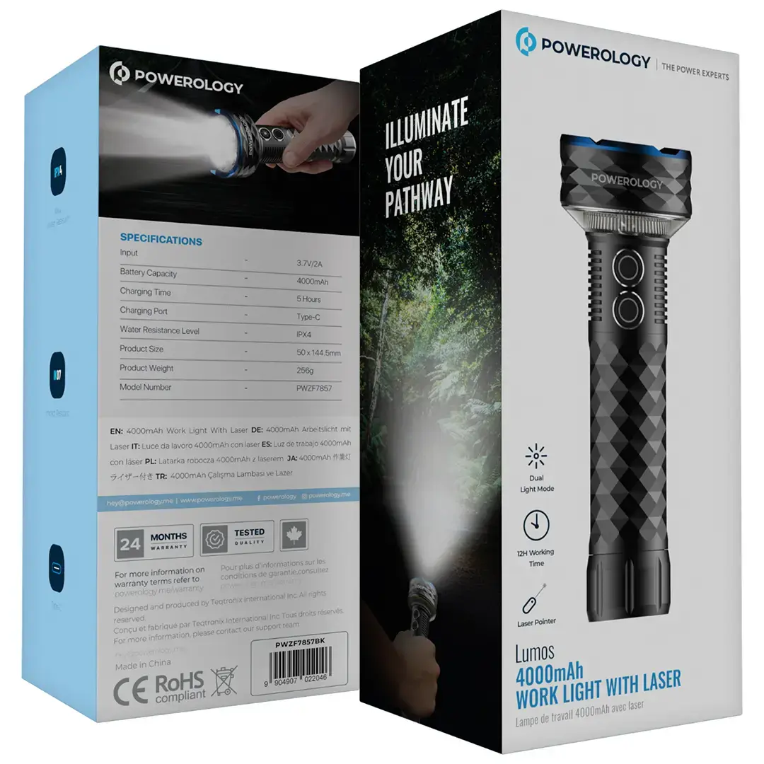 Powerology Lumos 4000mAh Work Light with Laser 3 Powerology Lumos 4000mAh Work Light with Laser - Image 3