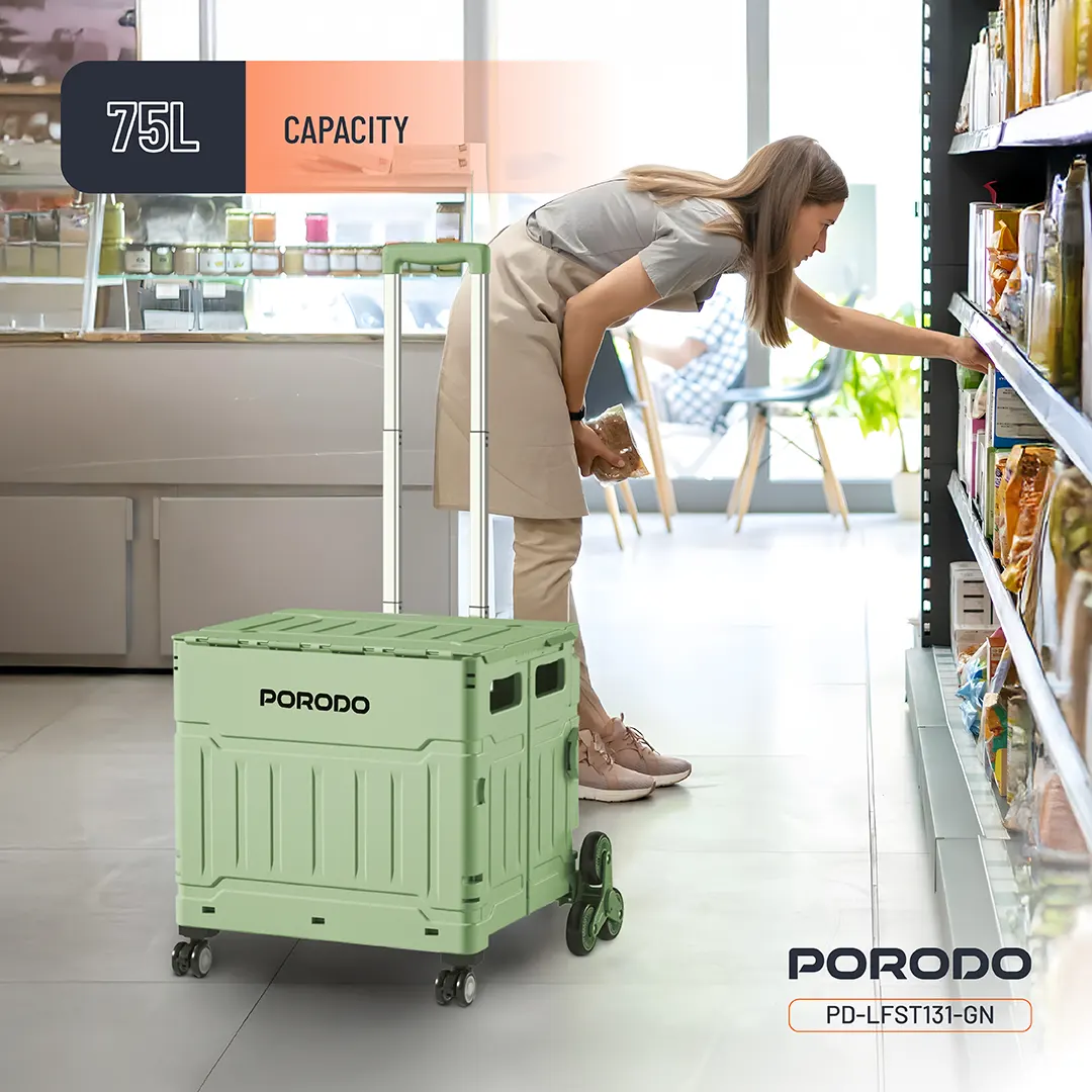 Porodo Lifestyle Collapsible Wagon Cart 4 Porodo Lifestyle Collapsible Wagon Cart — 75L capacity lifestyle shot