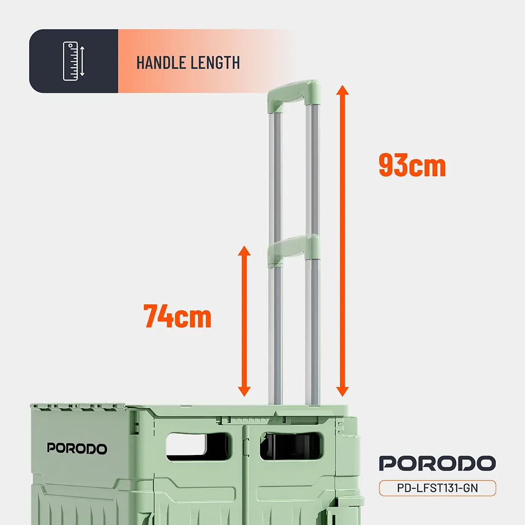 Porodo Lifestyle Collapsible Wagon Cart 5 Porodo Lifestyle Collapsible Wagon Cart — handle-length infographic