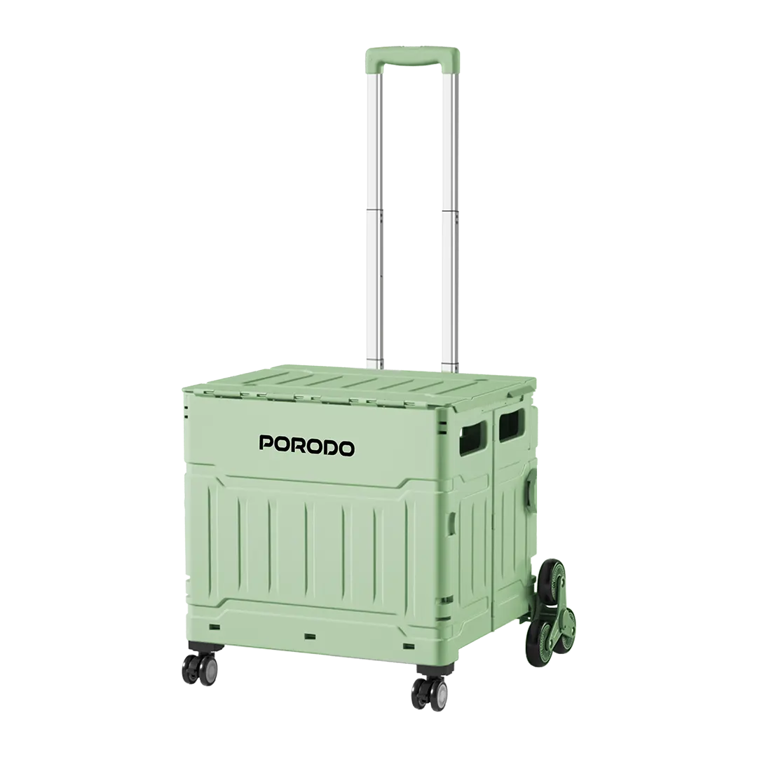 Porodo Lifestyle Collapsible Wagon Cart 1 Porodo Lifestyle Collapsible Wagon Cart — main hero, three-quarter, handle extended