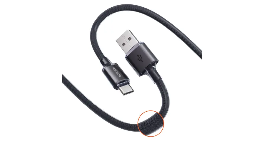 Porodo USB-A to USB-C Braided Cable 4 Porodo USB-A to USB-C Braided Cable - Image 4