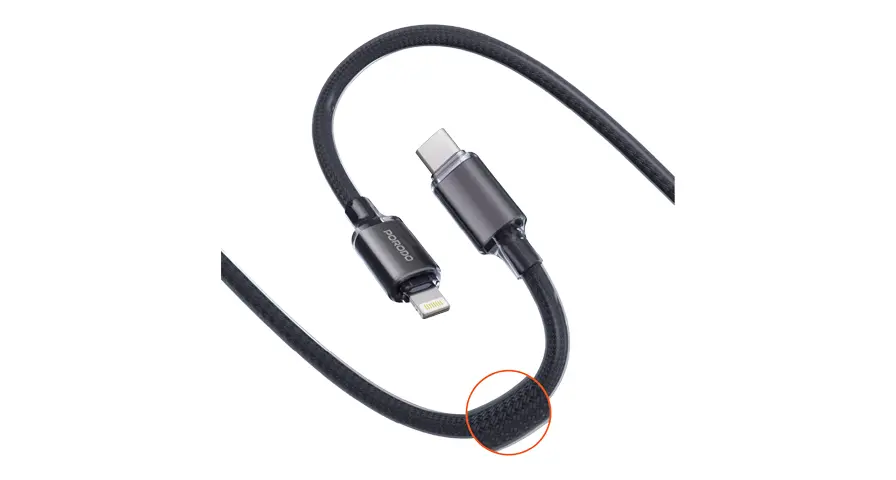 Porodo USB-C to Lightning Braided Cable 4 Porodo USB-C to Lightning Braided Cable - Image 4