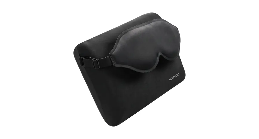 Porodo Lifestyle Dorsa Travel Pillow & 3D Eye Mask With Elastic Band & Adjustable Buckle - Black 1 Porodo Lifestyle Dorsa Travel Pillow & 3D Eye Mask With Elastic Band & Adjustable Buckle - Black